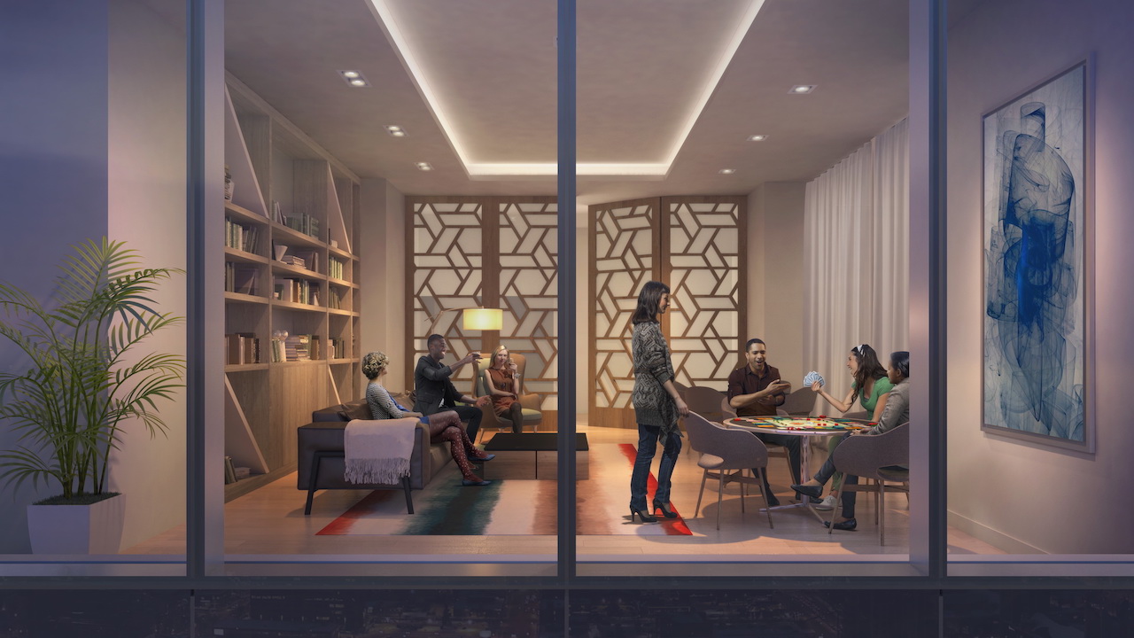 Rendering of SKY Residences at ICE District Lounge.