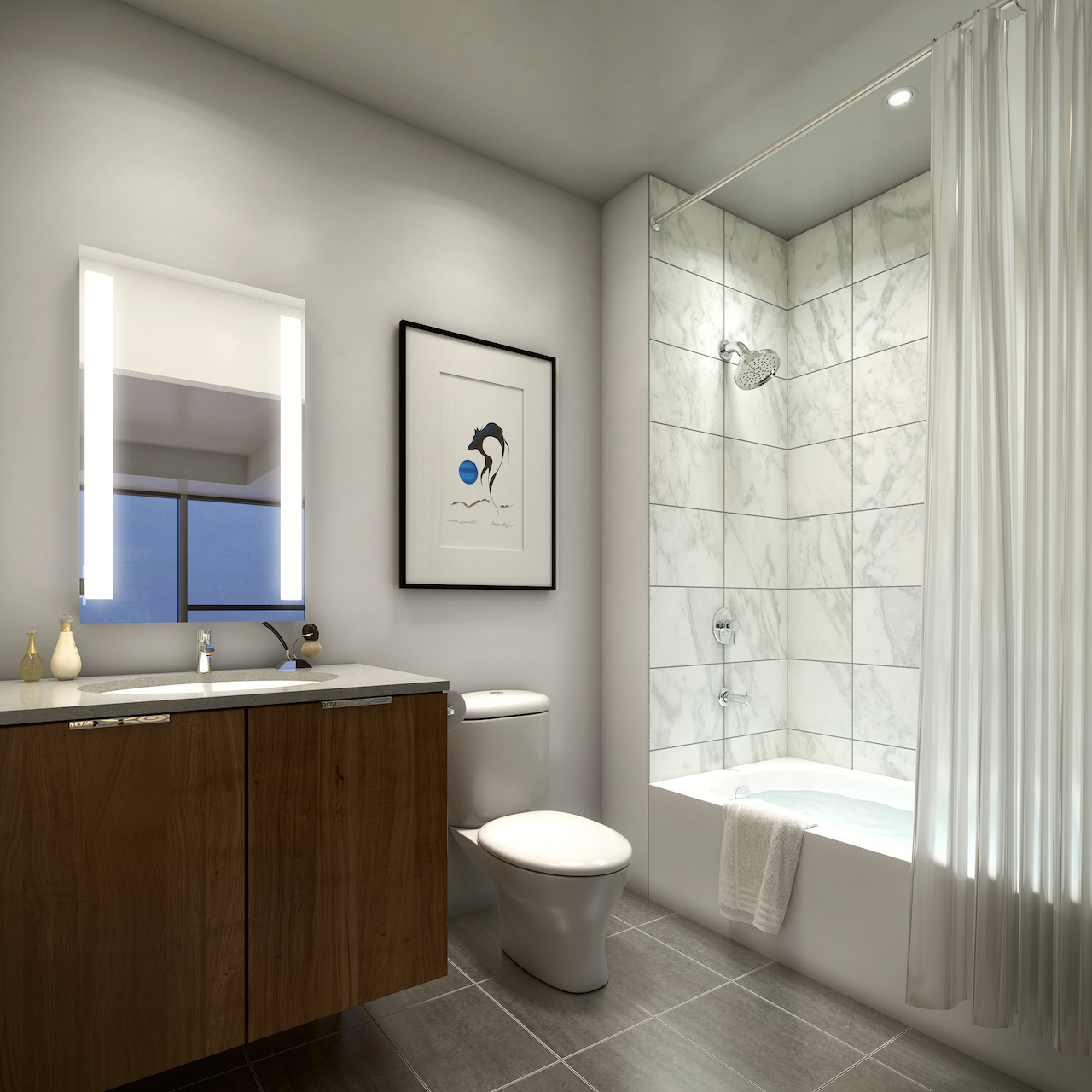 Rendering of SKY Residences unit interior ensuite bathroom.