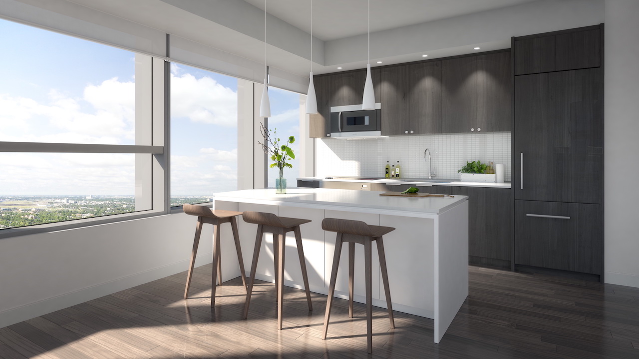 Rendering of SKY Residences unit interior kitchen.