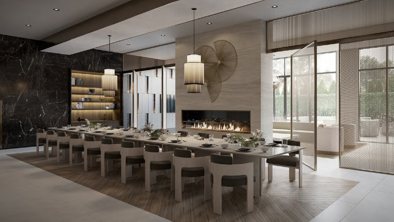 Rendering of The Forest Hill Private Residences dining and lounge area.