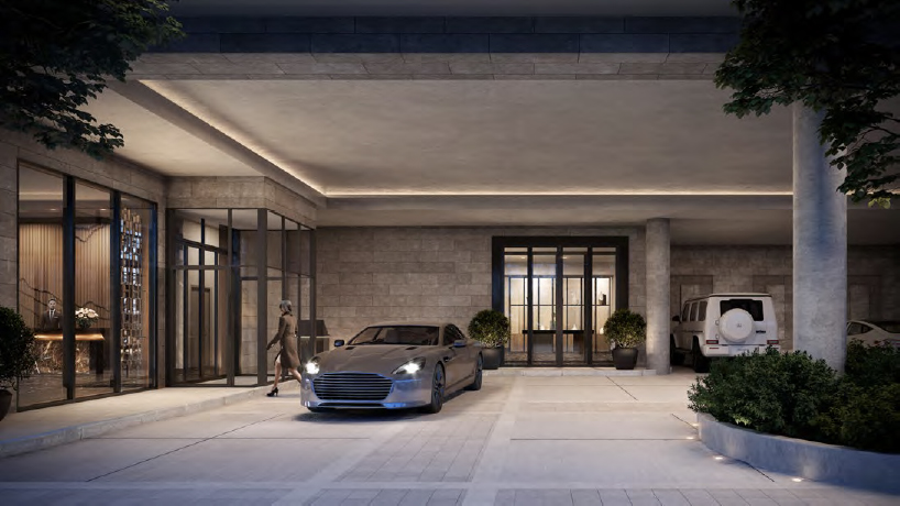 Rendering of The Forest Hill Private Residences porte cochere.