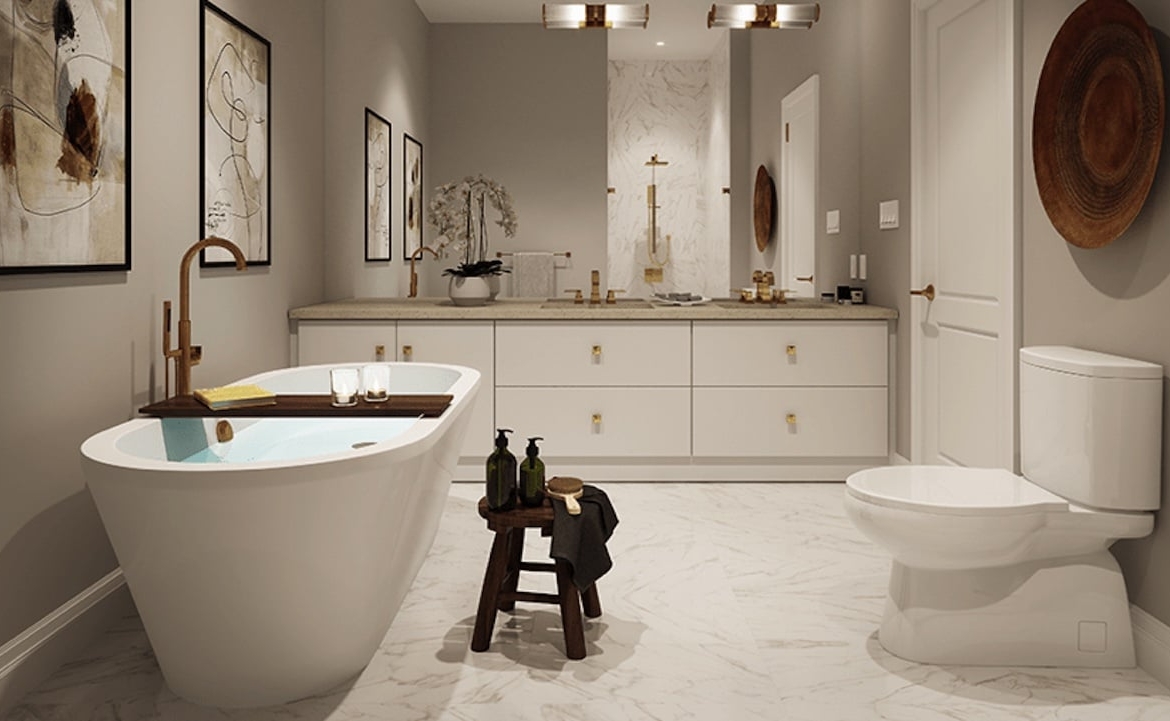 Rendering of ORO Condos penthouse tiffany stone ensuite