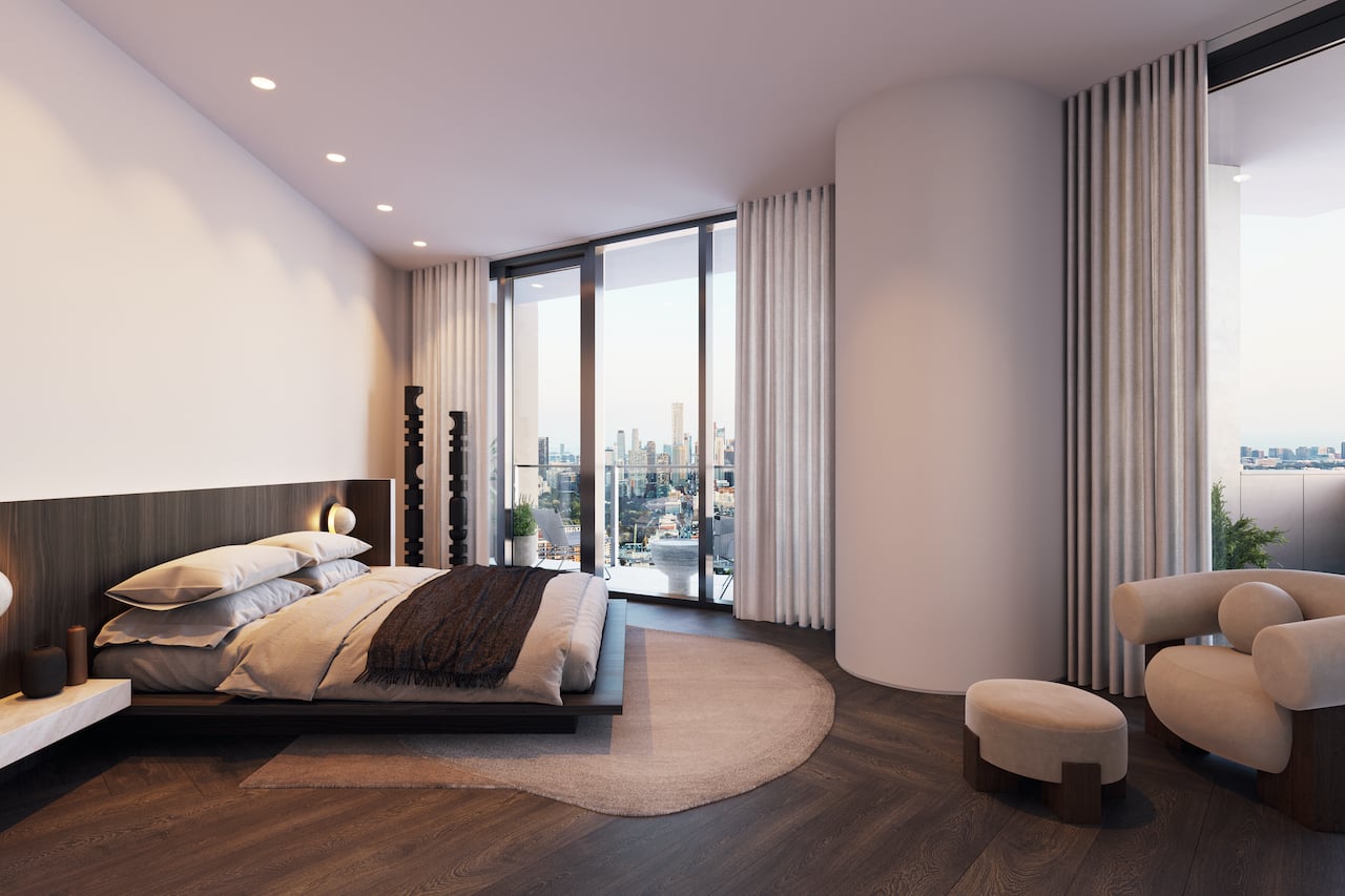 Rendering of One Delisle Penthouse interior bedroom