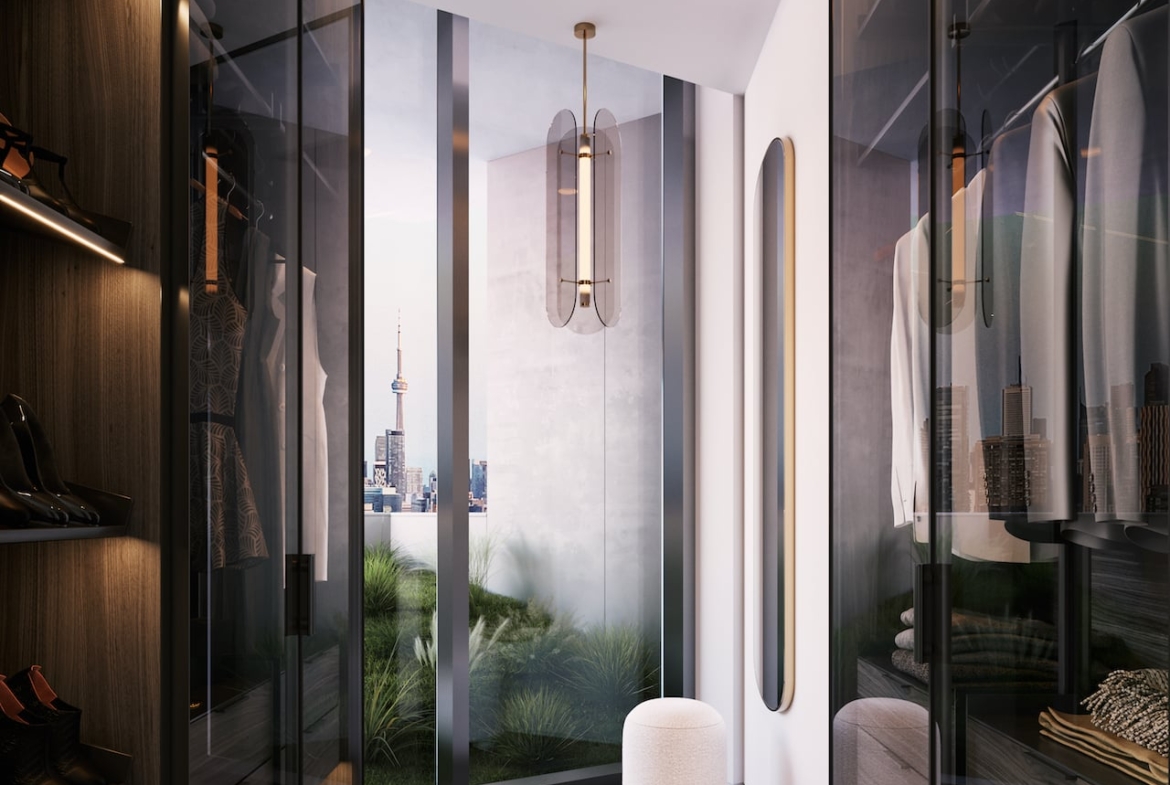 Rendering of One Delisle Penthouse interior walk-in closet