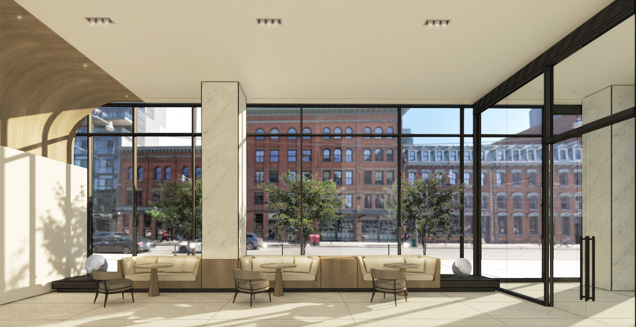 Rendering of 88 Queen Condos Bench Day.