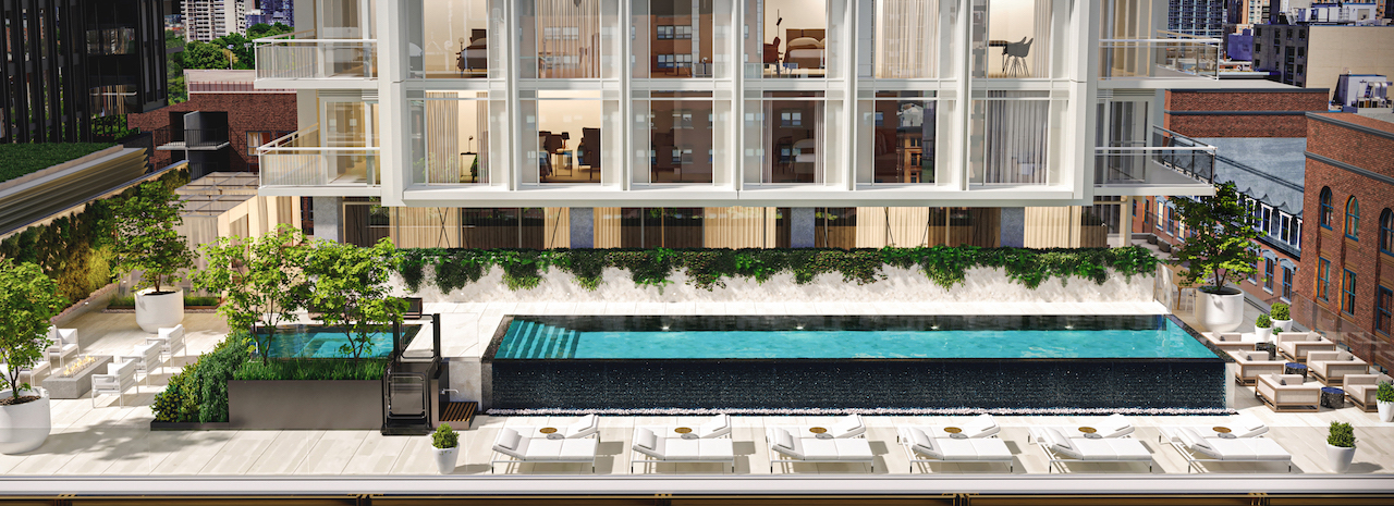 Rendering of 88 Queen Condos swimming pool.