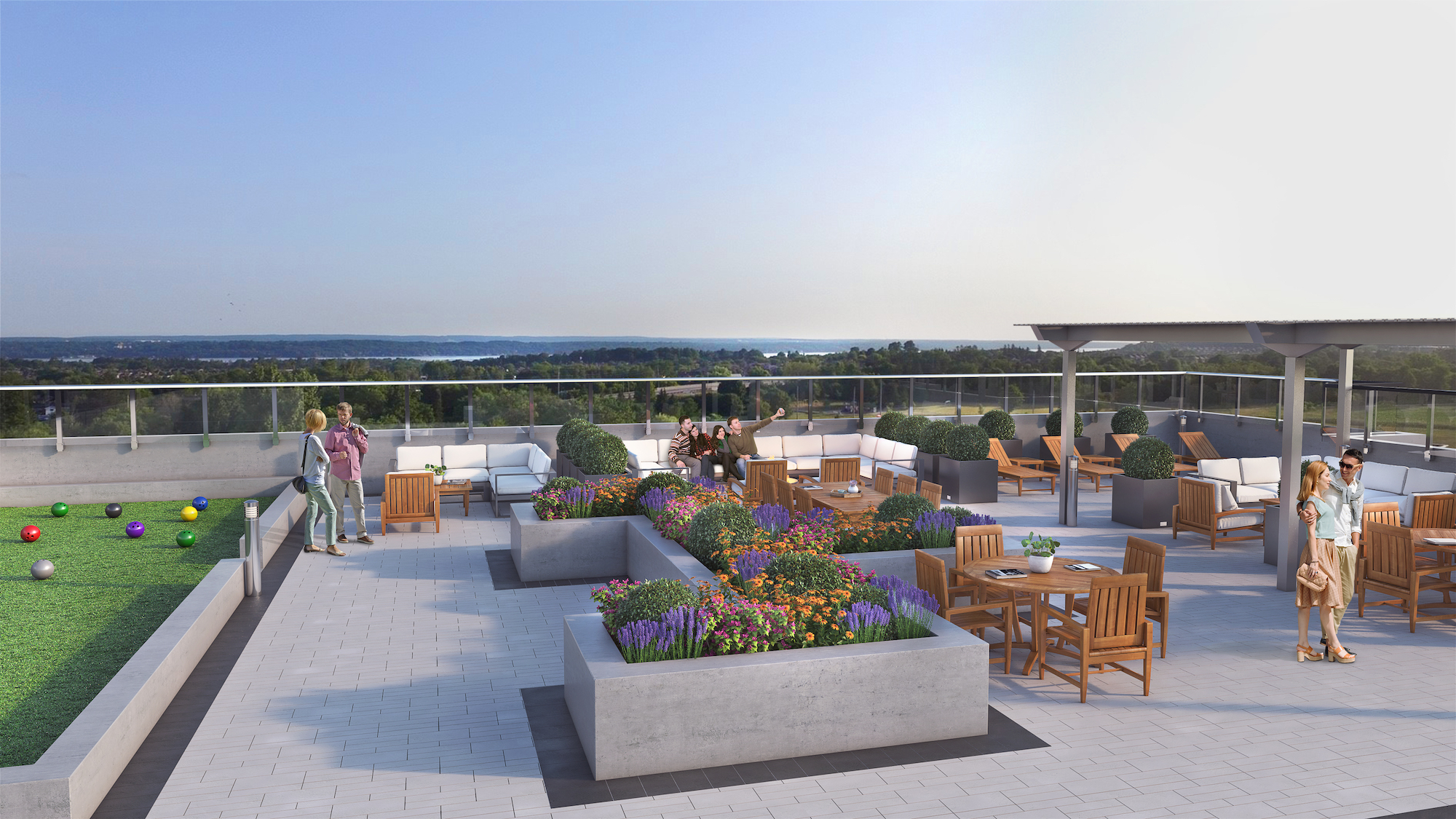 Rendering of South District Condo rooftop terrace.