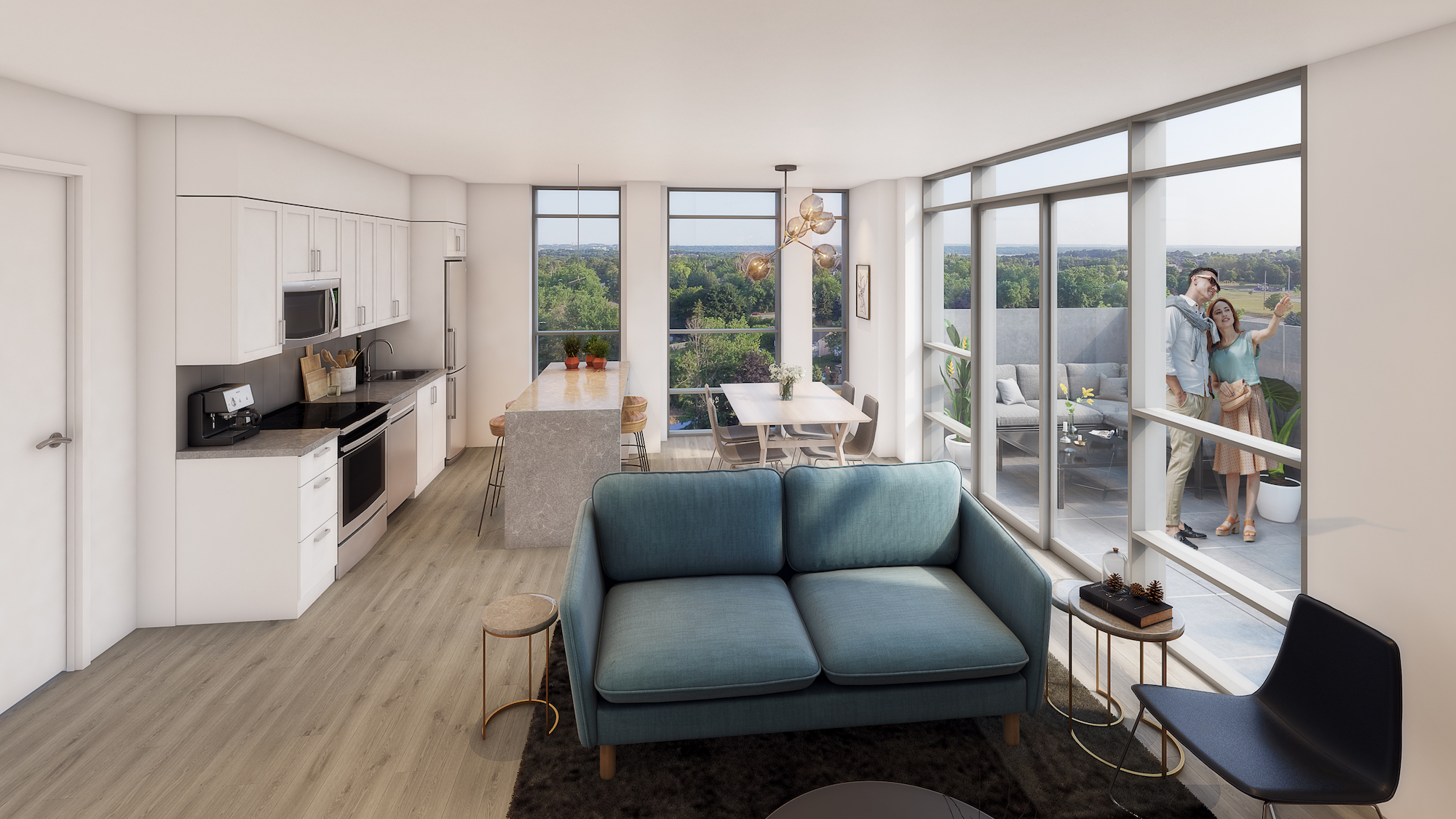 Rendering of South District Condo suite interior.