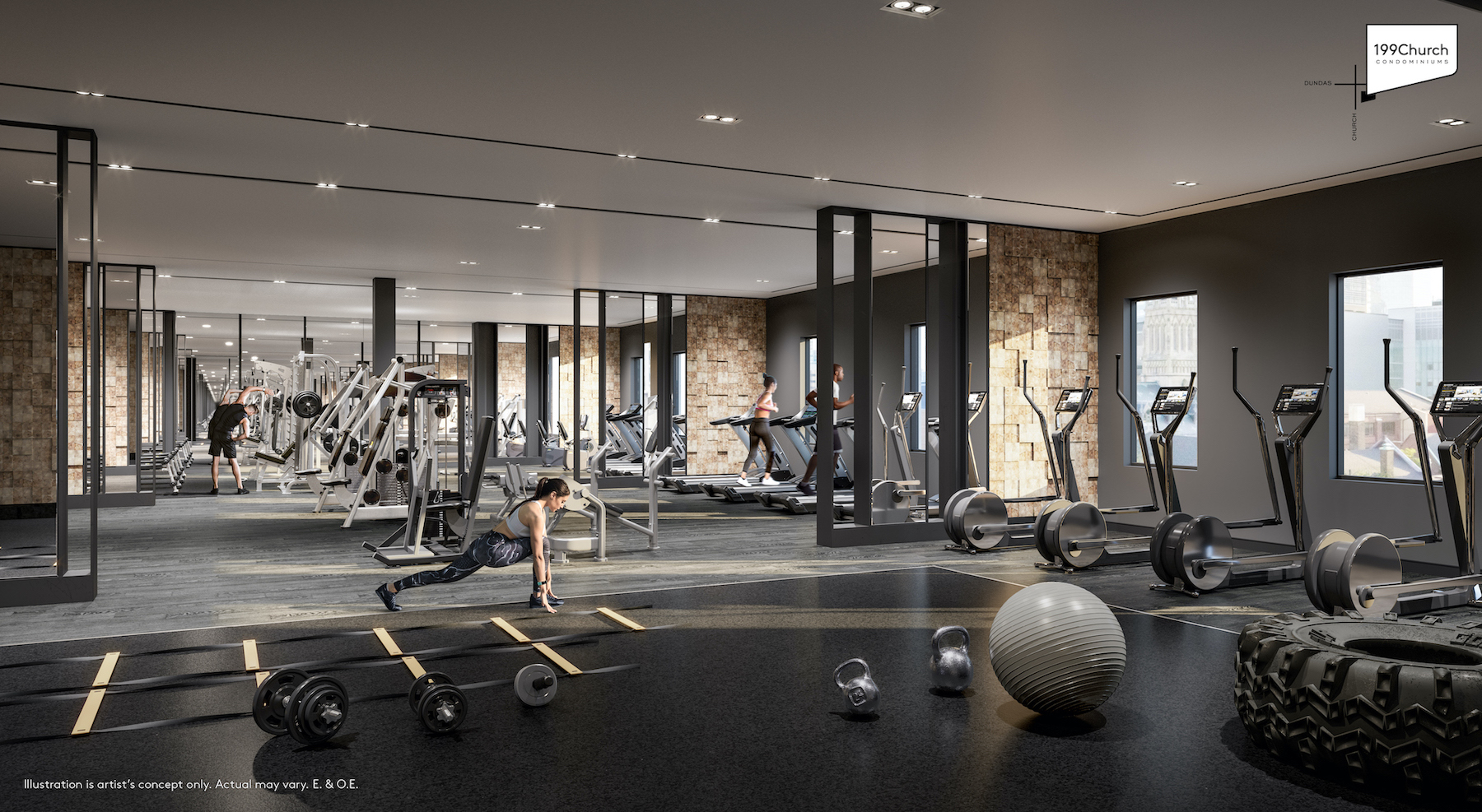 Rendering of 199 Church Condos fitness centre.