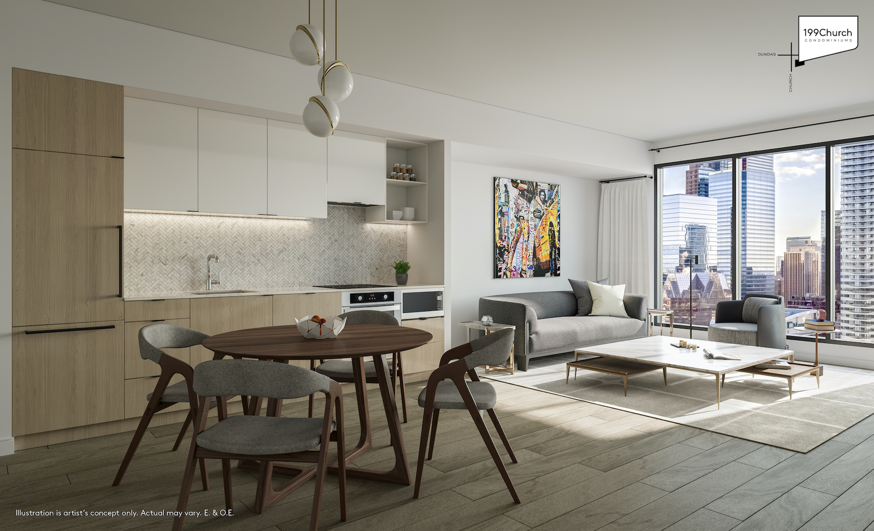 Rendering of 199 Church Condos suite interior medium.