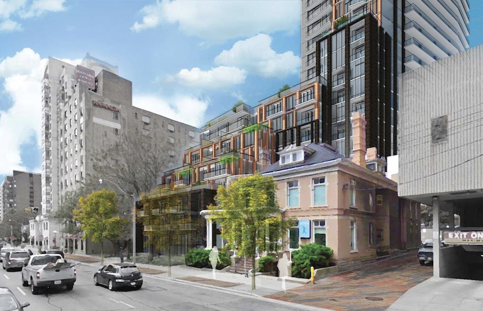 Exterior rendering of 308 Jarvis Condos streeview.
