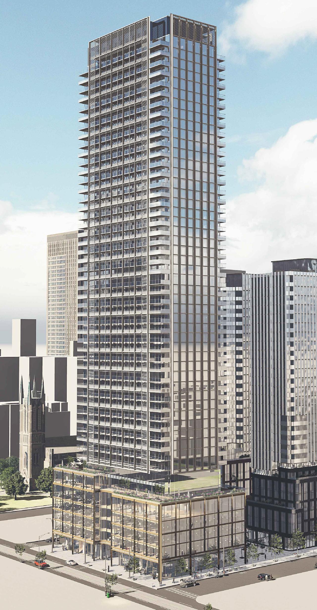 Full exterior rendering of 88 Queen Condos Toronto.