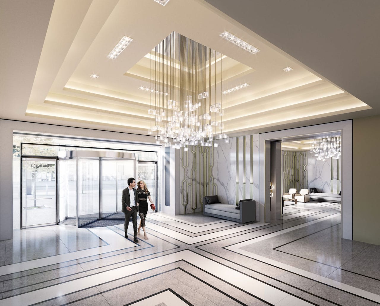 Rendering of One Yonge SkyTower grand lobby.