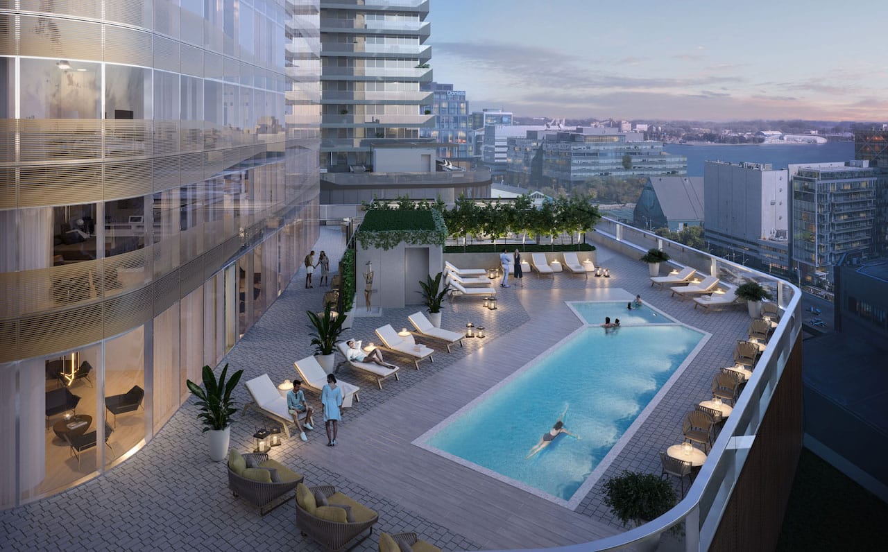 Rendering of One Yonge SkyTower outdoor pool terrace.