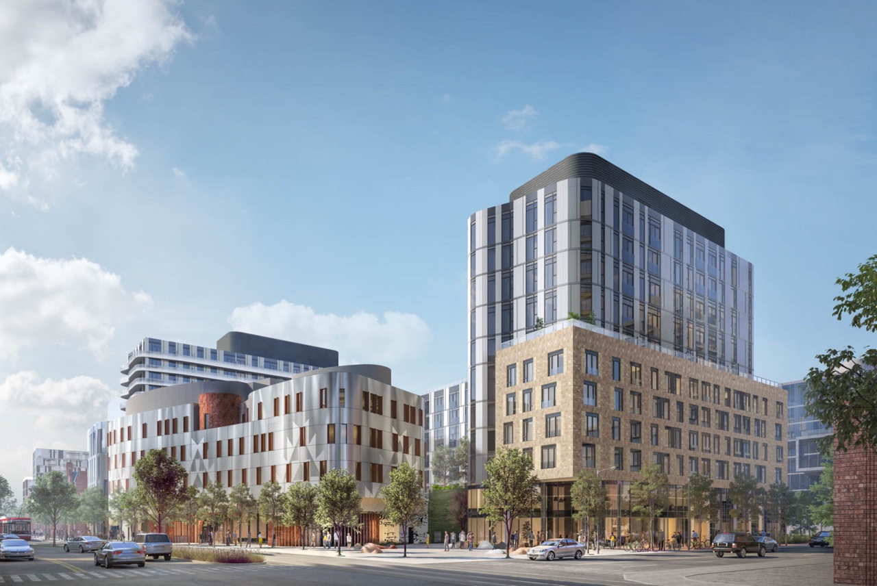 Rendering of Canary House exterior at Cherry St Toronto