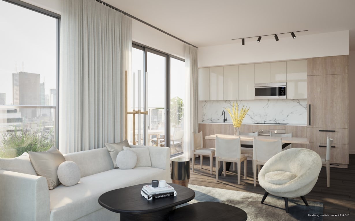 Rendering of Canary House Condos suite interior dining area
