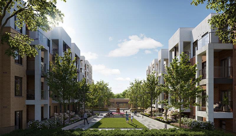 Rendering of Daniels Firsthome Keelsedale towns and courtyard.