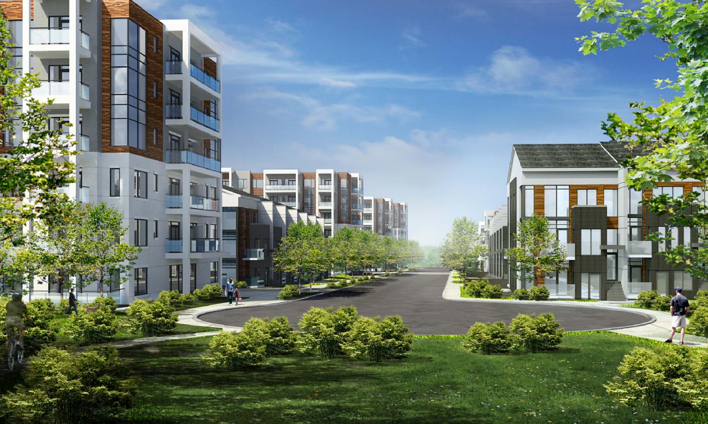 Rendering of Daniels Firsthome Keelsedale condos and towns.
