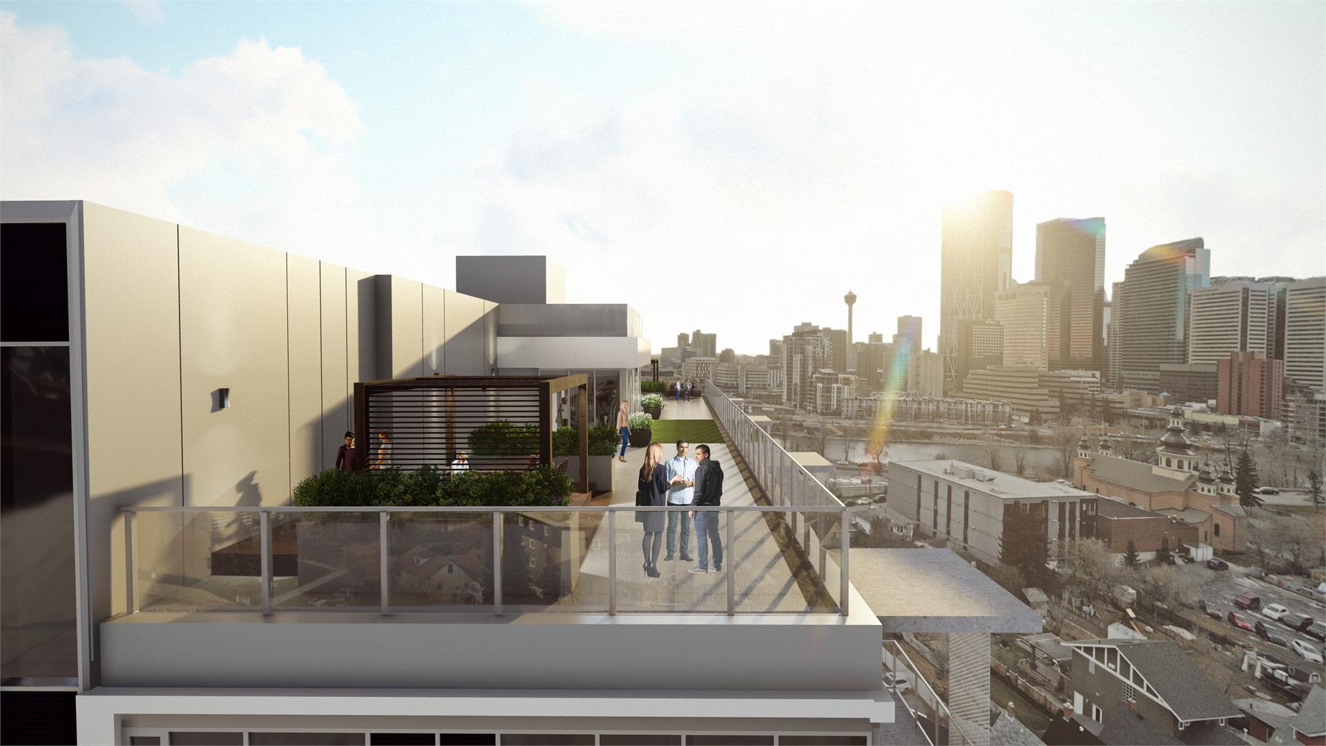 Rendering of Era Condos rooftop terrace.