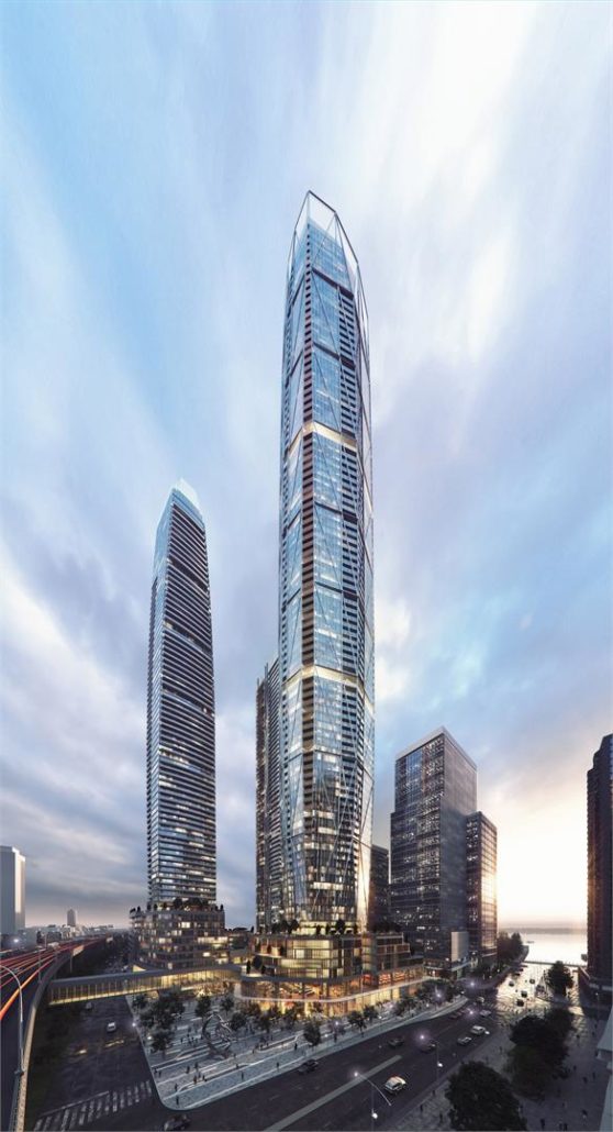 Exterior rendering of SkyTower condos in Toronto.