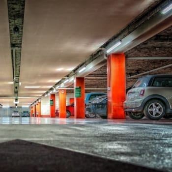 Multi-storey car parking garage in a Toronto condo.