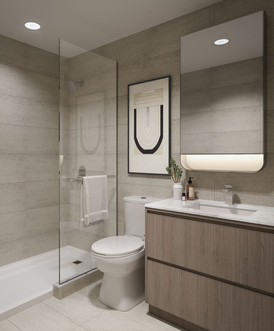 Rendering of 8188 Yonge Condos suite interior bathroom.