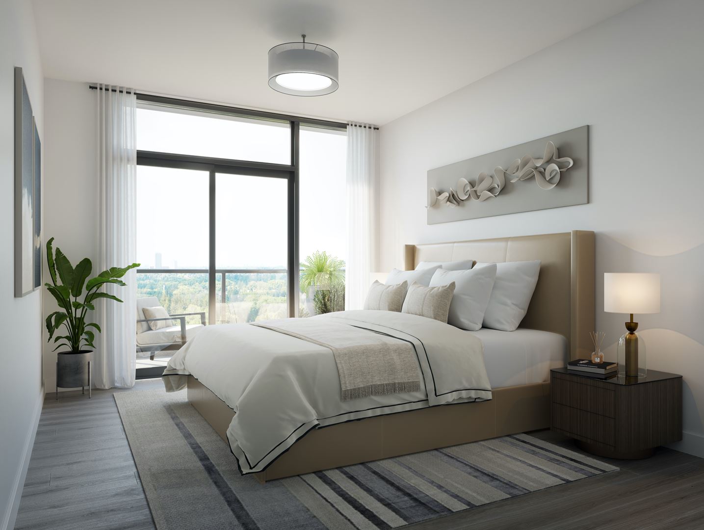 Rendering of 8188 Yonge Condos suite interior bedroom.