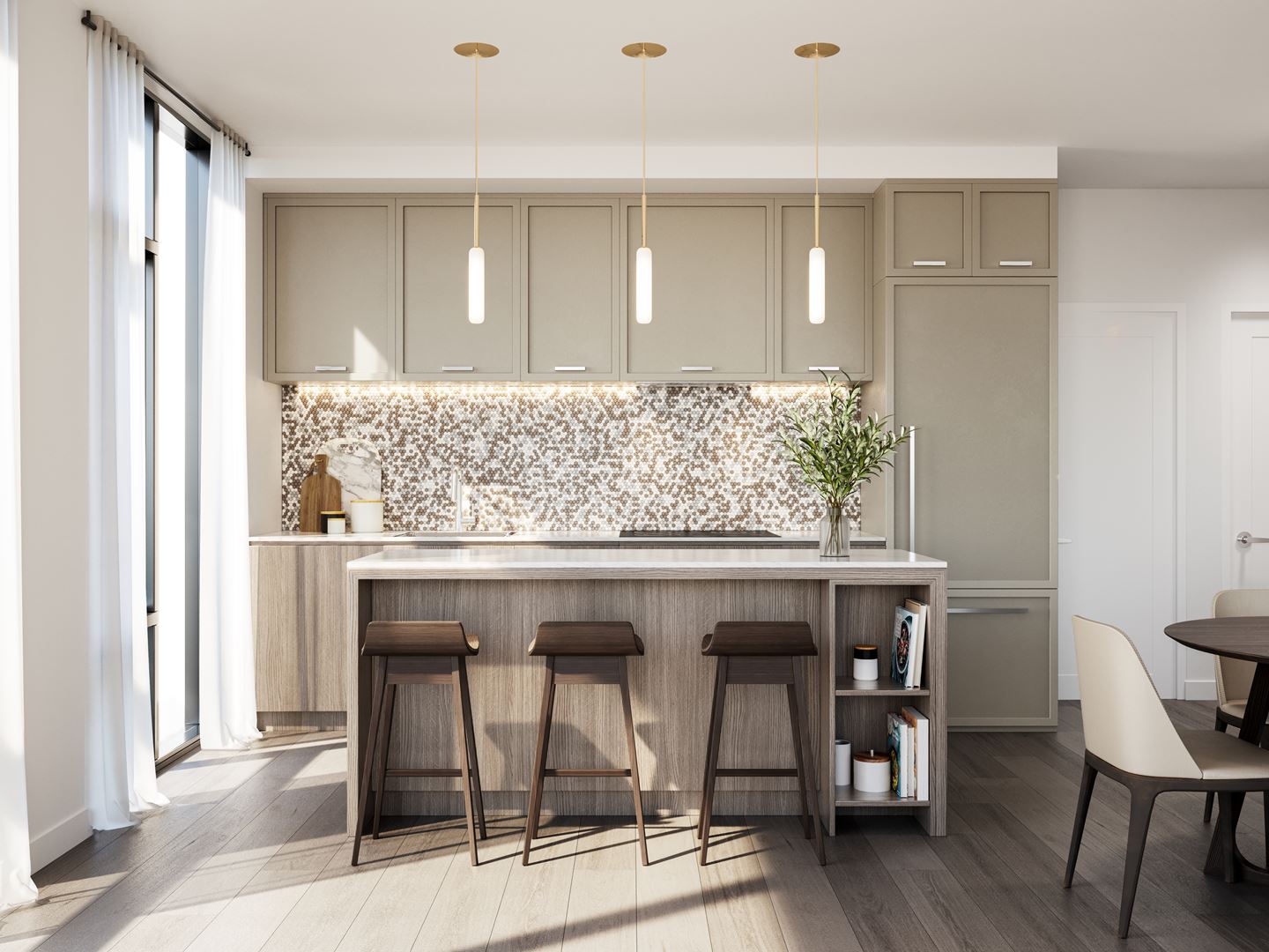 Rendering of 8188 Yonge Condos suite interior kitchen.