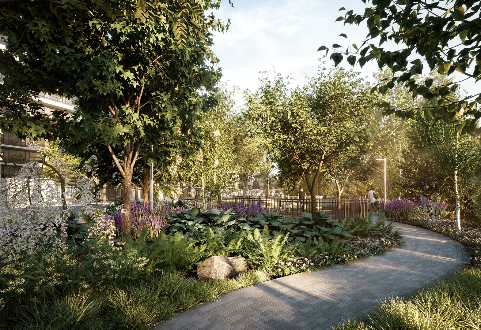 Rendering of 8188 Yonge Condos walkway in courtyard.