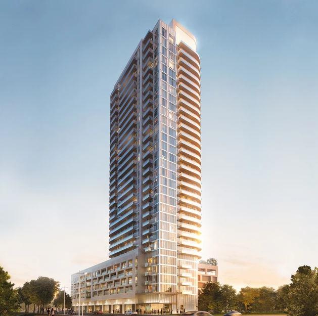 Rendering of BLLP Condos at dusk.