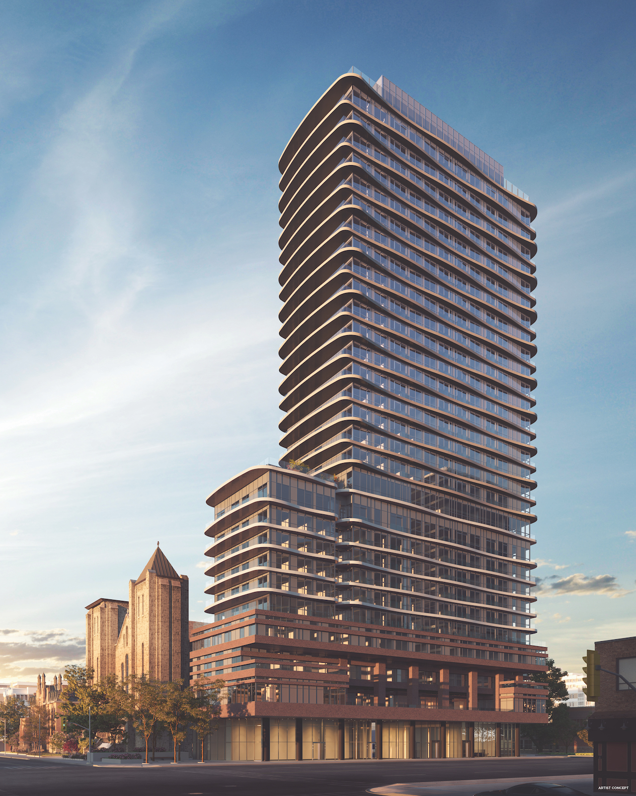 Rendering of Artistry Condos full building exterior.