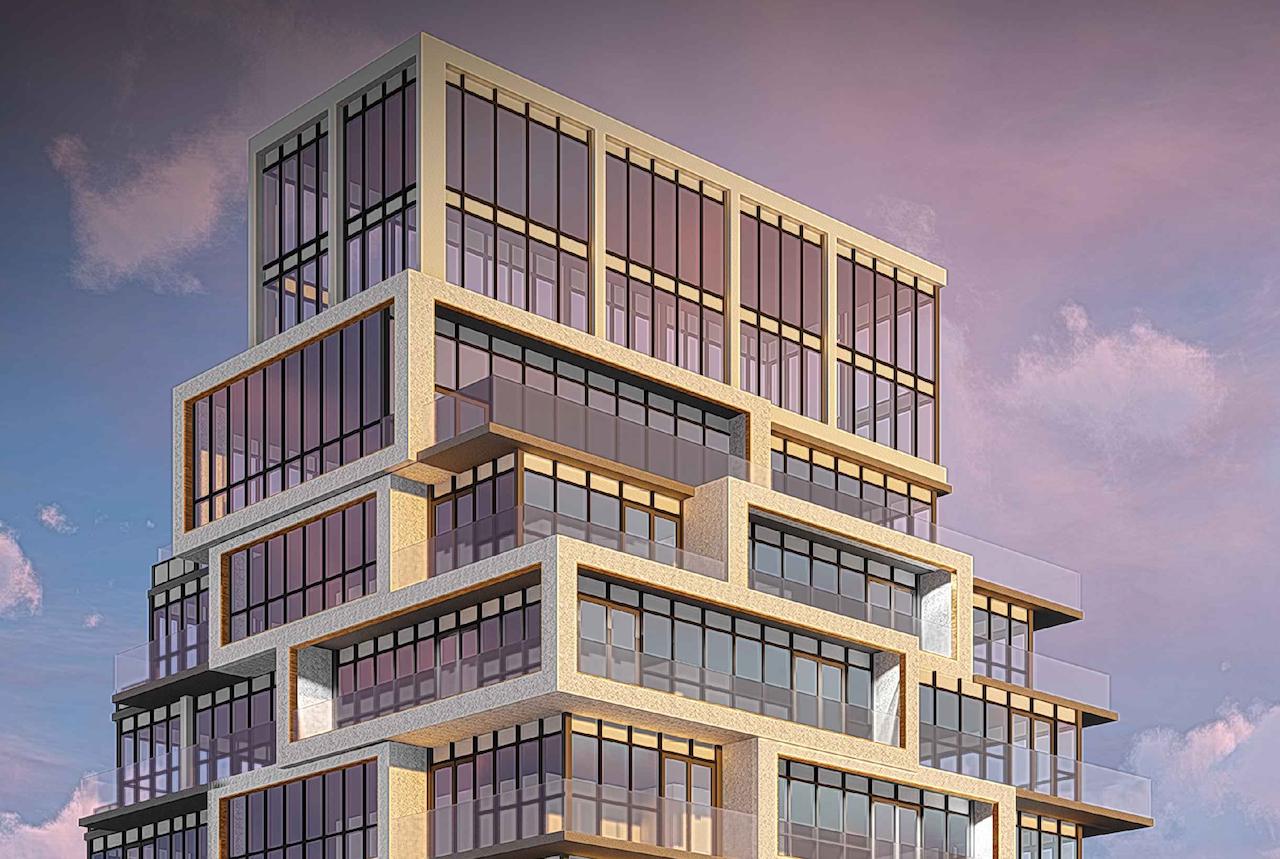 Rendering of 145 Sheppard East Condos building top and skyline.