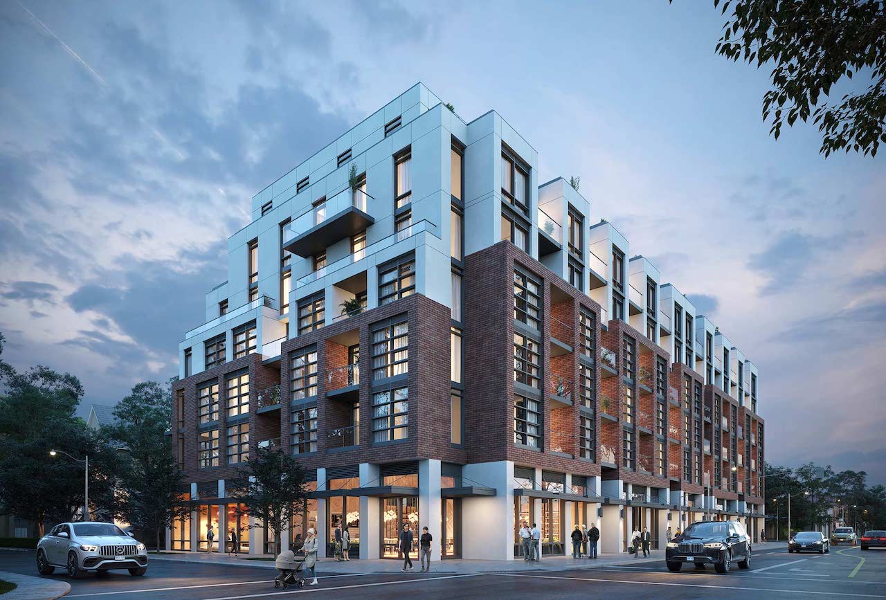 Rendering of The Georgian Condos exterior in the evening