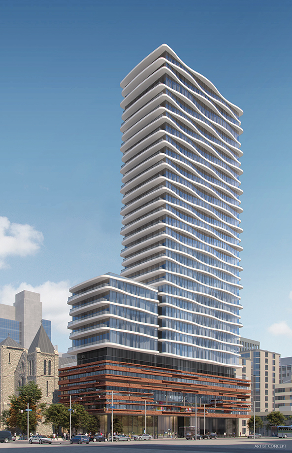 Full exterior rendering of Artistry Condos in Toronto.