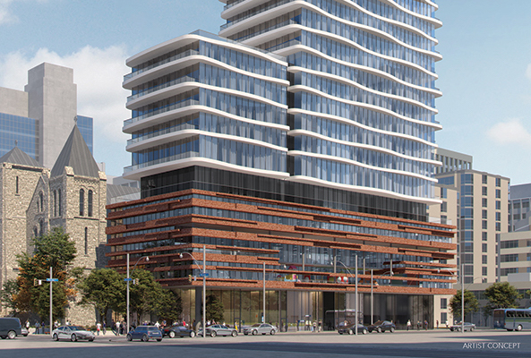 Rendering of Artistry Condos podium and ground-level retail.