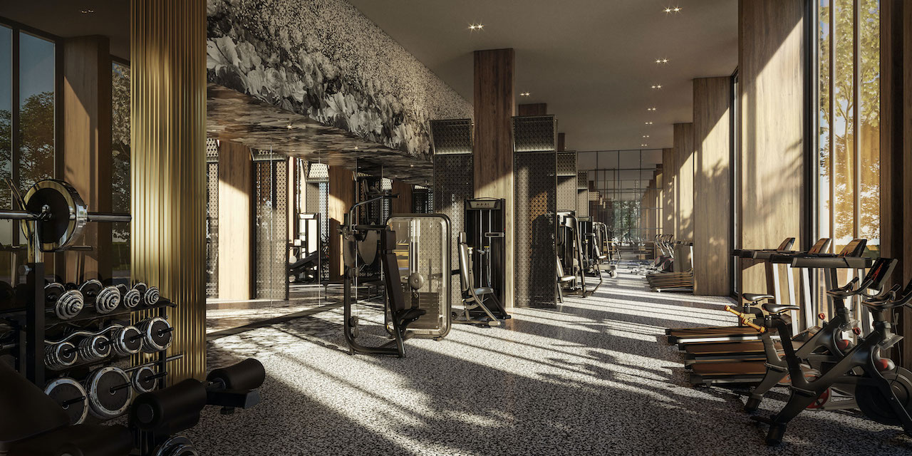 Rendering of Distrikt Trailside 2.0 Condos fitness centre.