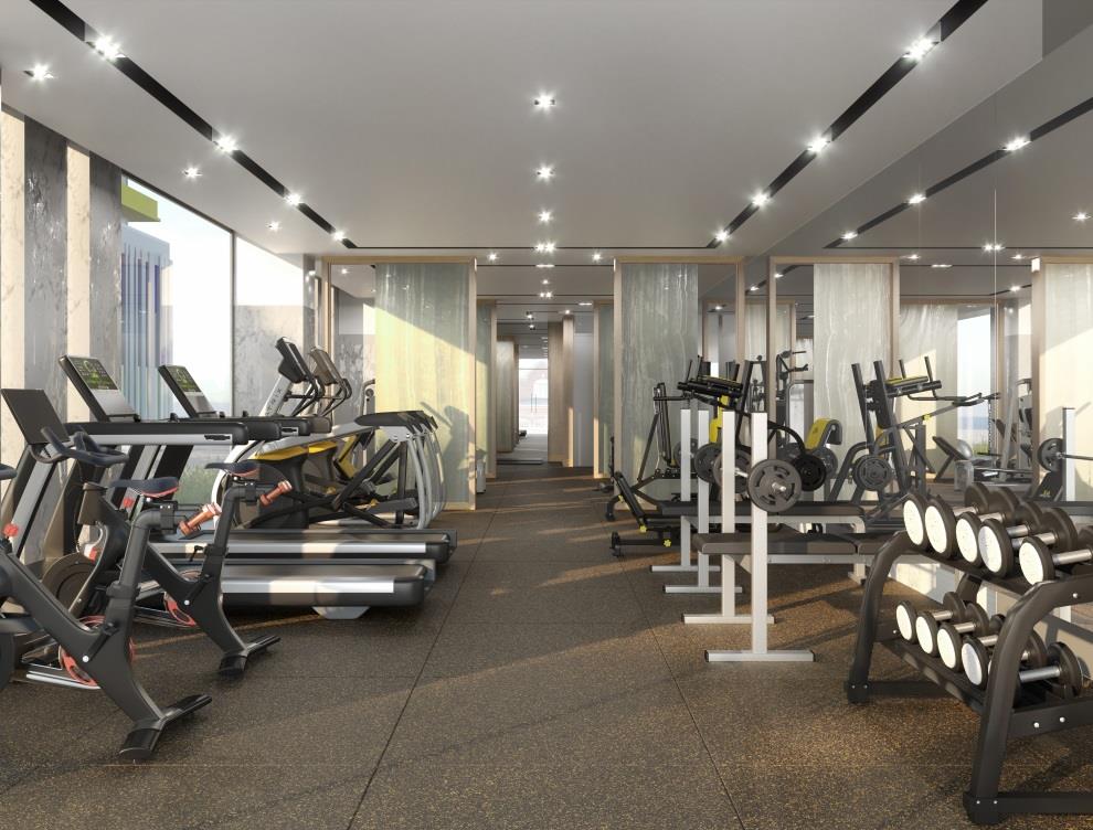 Rendering of MontVert Condos fitness centre.