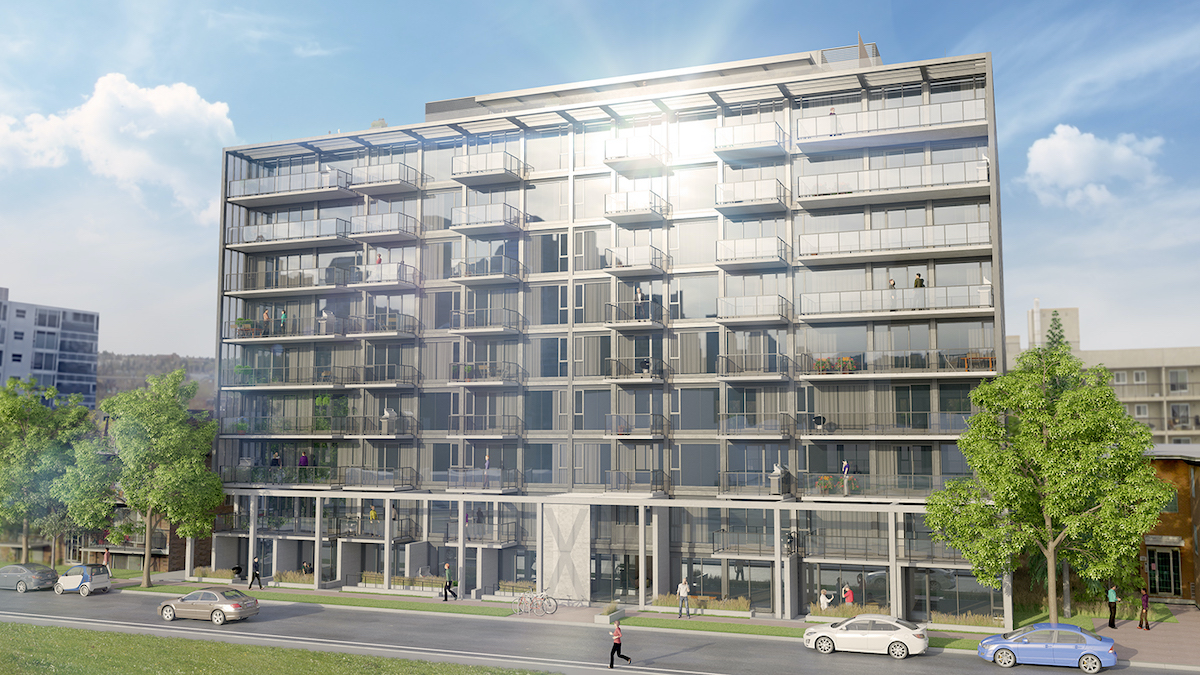 Exterior rendering of The Annex Condos in Calgary.