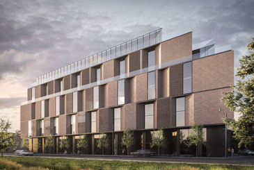 Front-facing rendering Junction Point Condos at 2369 Dundas Toronto.