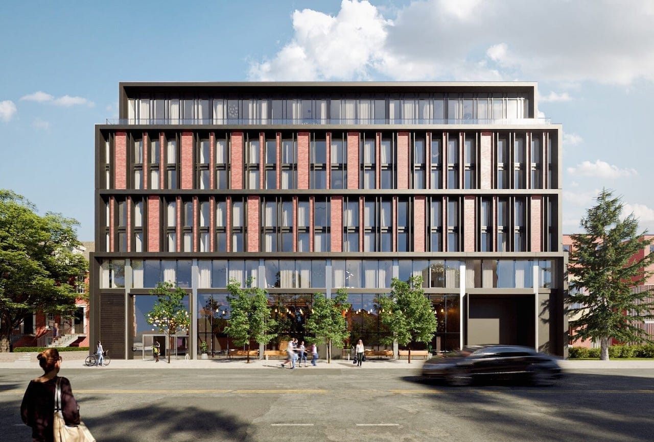 Front-facing exterior rendering of 1414 Bayview Condos in Toronto.