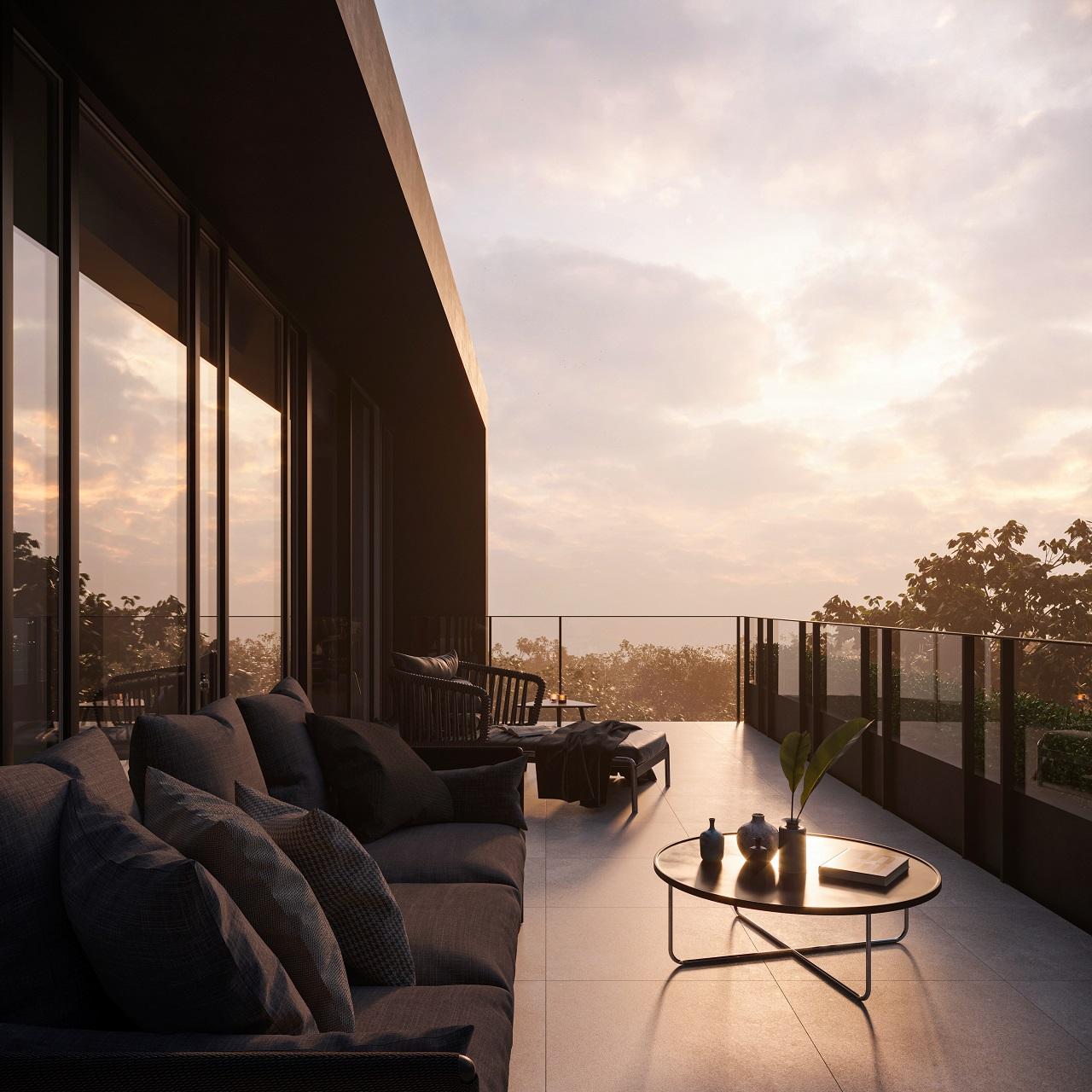 Rendering of 1414 Bayview Condos South facing terrace