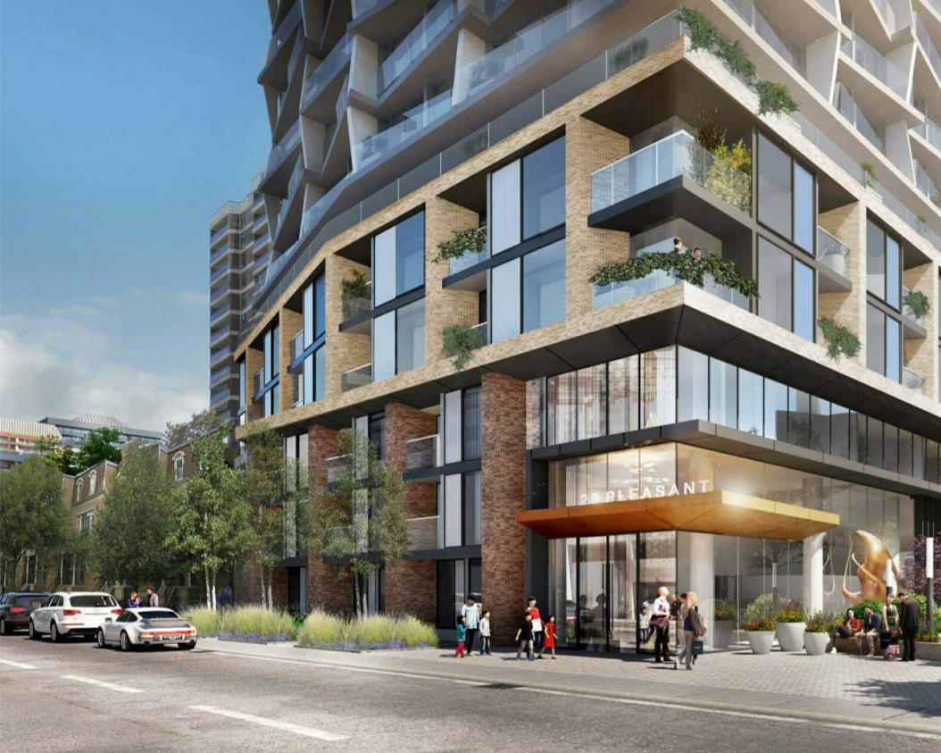 Rendering of 29-39 Pleasant Boulevard Condos corner view.