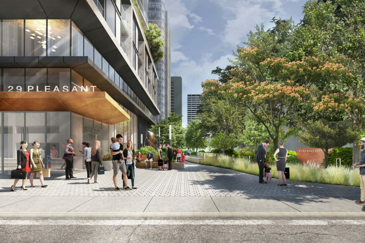 Rendering of 29-39 Pleasant Boulevard Condos entrance.