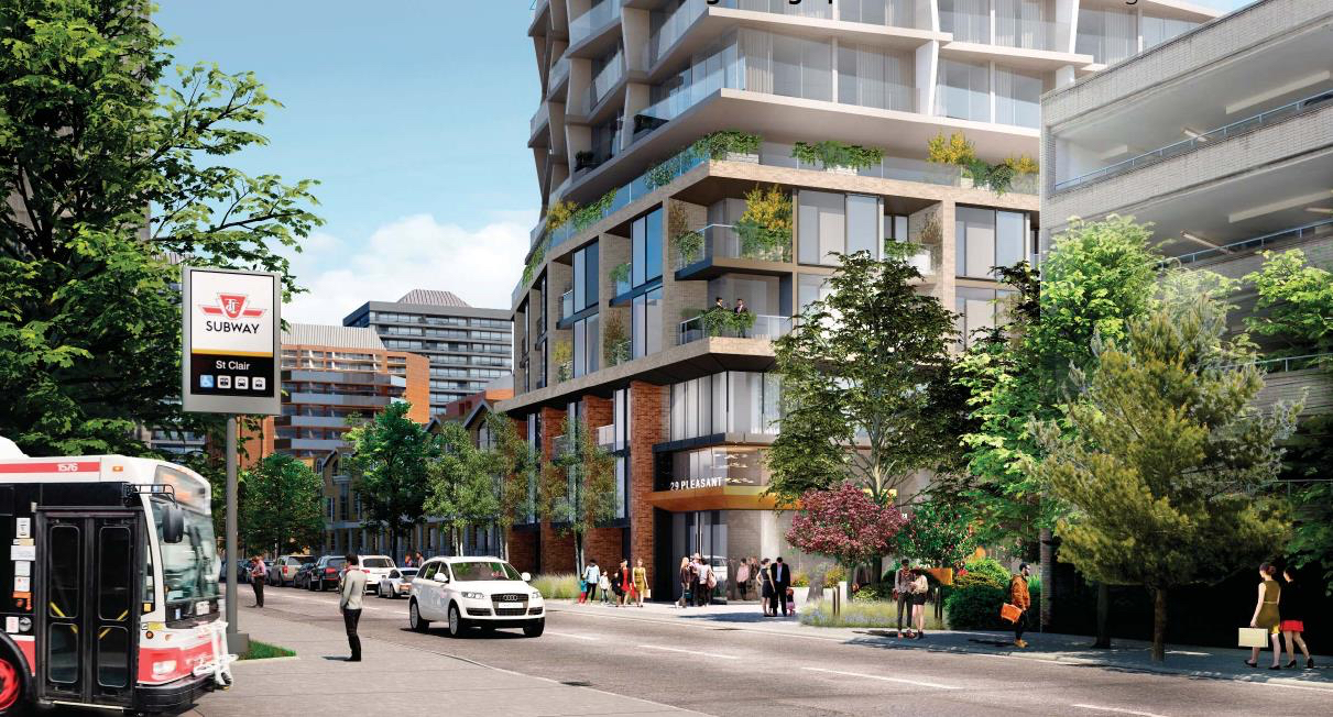 Rendering of 29-39 Pleasant Boulevard Condos by TTC access.