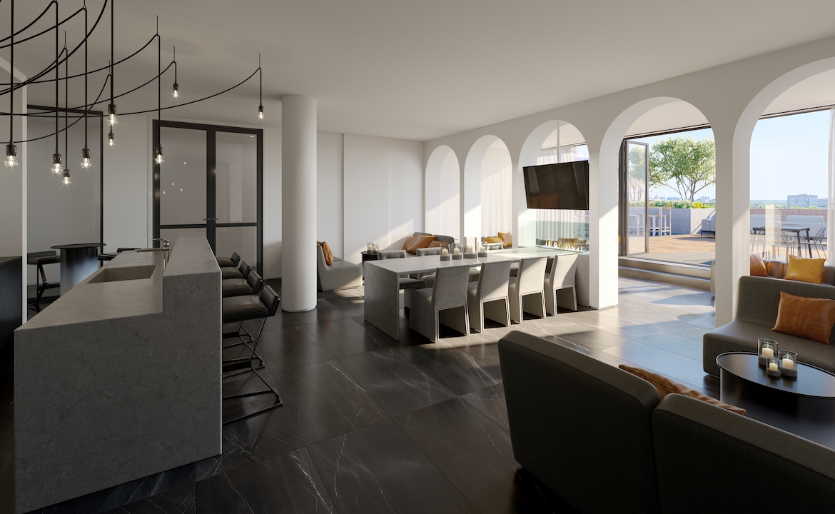 Rendering of JAC Condos party room