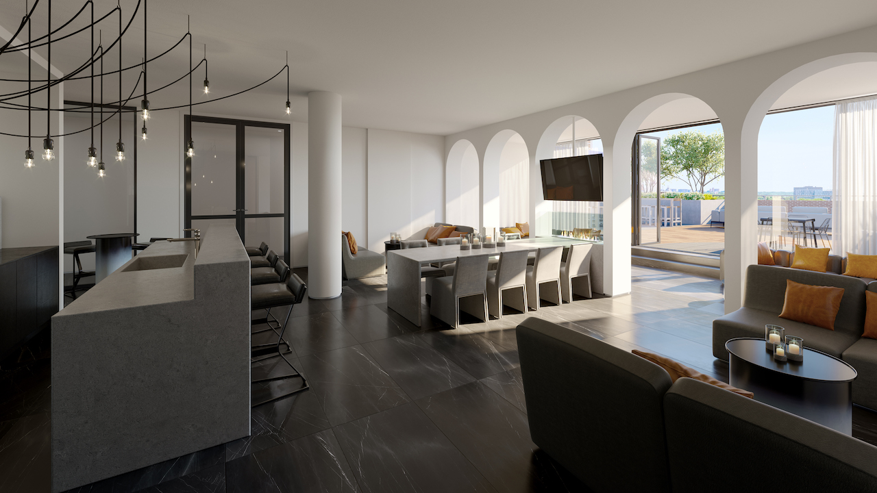 Rendering of JAC Condos party room