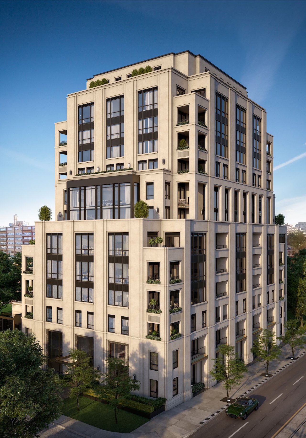 Exterior rendering of One Forest Hill Condos.