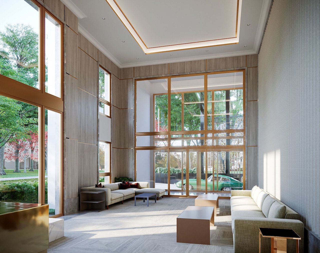Lobby rendering of One Forest Hill Condos.