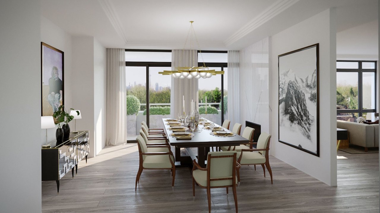 Dining room rendering of One Forest Hill Condos.