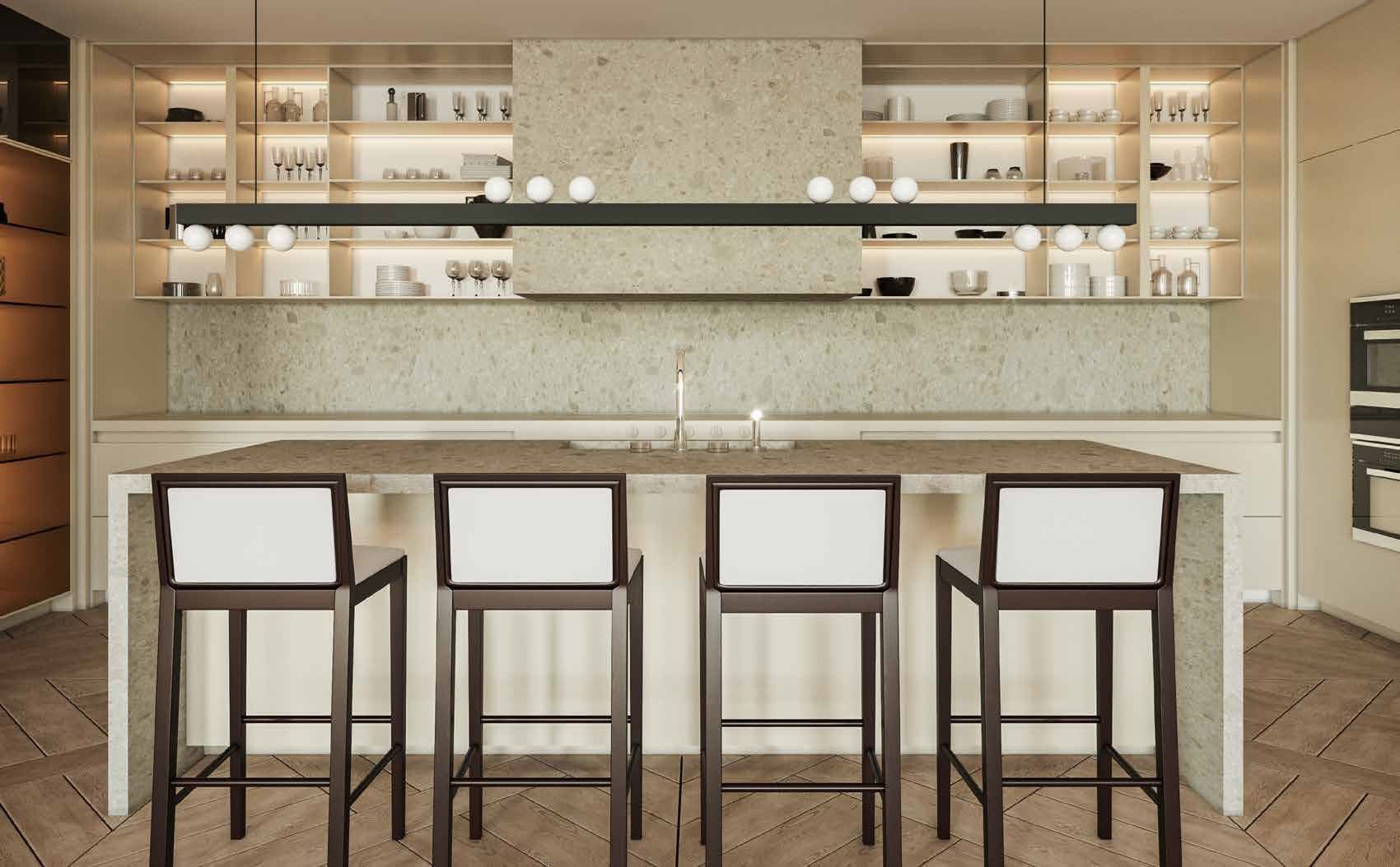 Rendering of No. 7 Rosedale Condos interior suite kitchen.